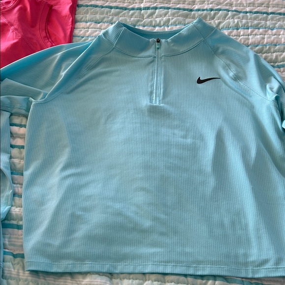 Nike Tops - Nike Light Blue Half-Zip Pullover with Black Swoosh